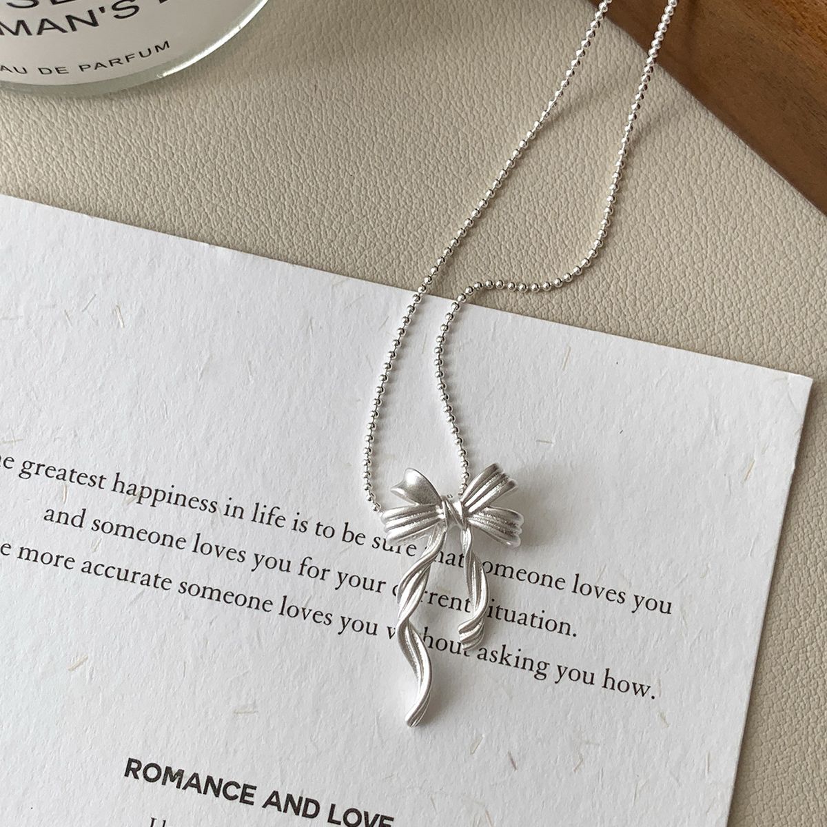 S Pure Silver Bowknot Tassel Ribbon Necklace For Women, Light Luxury Niche Design, High-end Pendant, Simple Clavicle_ipsvogv.com
