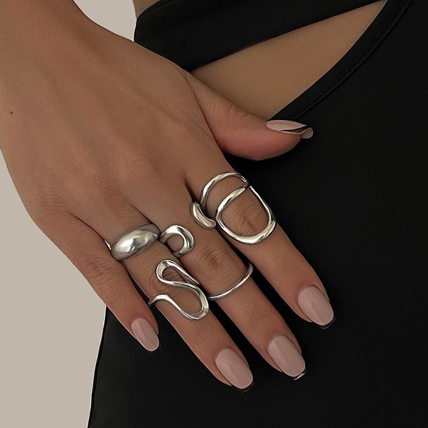 ins liquid line geometric open ring niche design irregular lava ring hand jewelry female_ipsvogv.com