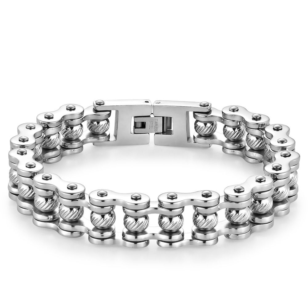 Trendy Motorcycle Chain Rock Style Bicycle Men's Hip-Hop Stainless Steel Bracelet_ipsvogv.com