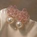 Unisex Summer Light Luxury Fresh Hand Woven Pearl Crystal Flower Earrings Ins Style Super Fairy Versatile Earrings_ipsvogv.com