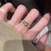 Medieval Light Luxury Geometric Square Diamond With Two Colored Inlaid Zirconia, Quality And Niche Design, High Color_ipsvogv.com