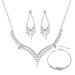 Cross Mirror Bridal Jewelry Set - Crystal Rhinestone Necklace, Earrings & Bracelet For Wedding_ipsvogv.com
