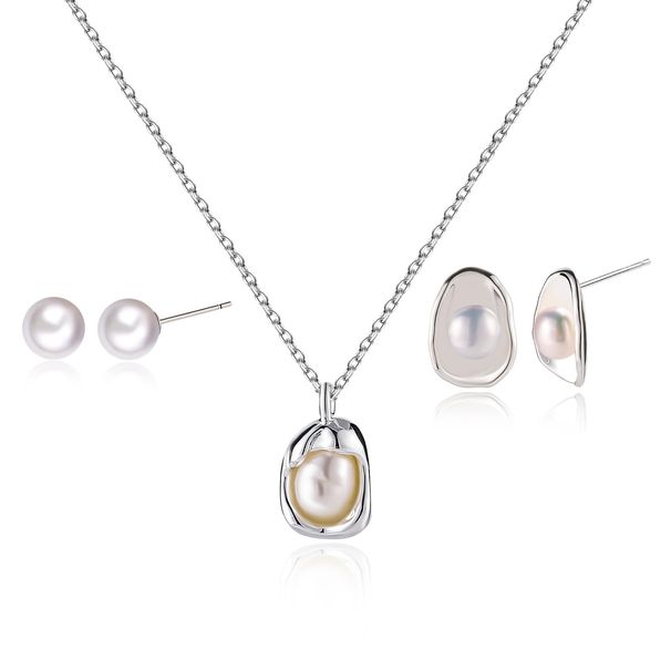 Simple Design Geometric Brass Real Gold Electroplated Earrings Light Luxury Style Trendy Versatile Necklace Jewelry Set_ipsvogv.com