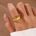 Women’s Jewelry Set Fashion Curved Stainless Steel Ring For Ladies Popular All Match Exaggerated Plain Real Gold Electroplated Titanium Steel Ring_ipsvogv.com