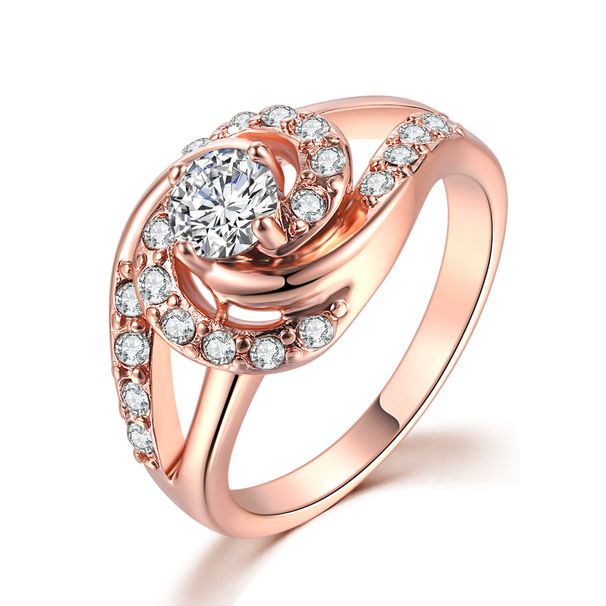 Unisex fashion spiral women's ring copper inlaid zircon plated rose gold_ipsvogv.com