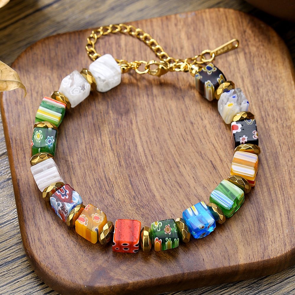 New Handmade Murano Thousand Flower Glass Beads Bracelet Fashion Beads DIY Personality Crystal Bracelet_ipsvogv.com