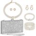 Fashion bride diamond evening bag elastic bracelet set pearl geometric six piece jewelry_ipsvogv.com