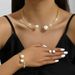 Bridal Wedding Dress Accessories Pearl Inlaid Diamond Adjustable Choker Necklace Bracelet Set 662_ipsvogv.com