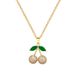 【 Titanium Steel 】 Green Leaf Cherry Necklace Earring Light Luxury Micro Inlay Personalized Temperament Banquet_ipsvogv.com