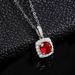 Exclusive classic fat square shape full diamond clavicle chain S925 sterling silver inlaid with cultivated ruby necklace fashion ins_ipsvogv.com