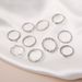 New Bohemian Ancient Silver Wave Twisted Fried Dough Twists Pearl Infinite 8-shaped Triangle Ring Set_ipsvogv.com