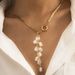 Temperament Rice Grain Pearl Tassel Women's Trendy Metal Flat Snake Chain Collar Necklace_ipsvogv.com