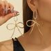 Exaggerated Fan-shaped Bowknot Earrings Gold High-end Sense Inlaid With Diamonds Tassel Ear Drops_ipsvogv.com