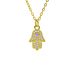 Gold Plated Blue Turkish Eye Palm Heart Diamond Drop Necklace Devil's Eye Necklace_ipsvogv.com