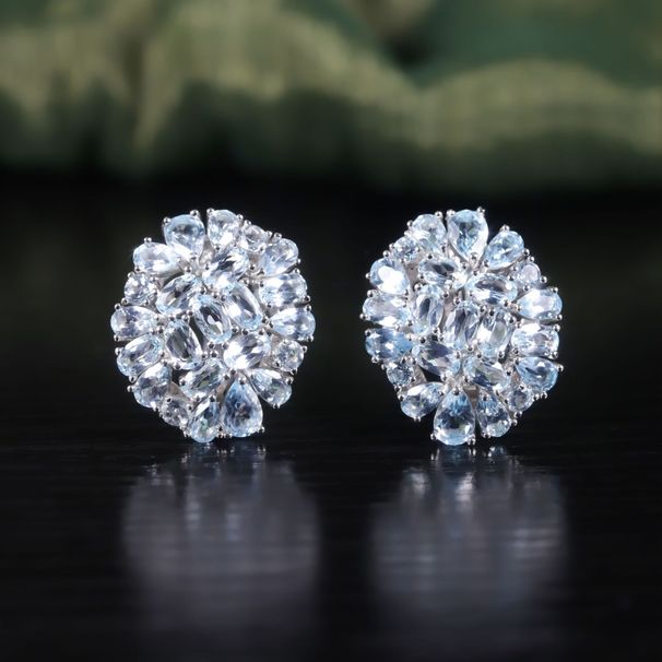 Luxury S925 Sterling Silver Inlaid Natural Topaz Earrings For Women Gemstone Earrings High End Earrings New_ipsvogv.com
