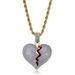Men's Jewelry Personality Hot Style Broken Heart Shape Broken Heart Male And Female Couple Pendant Full Zircon Hip Hop Necklace_ipsvogv.com