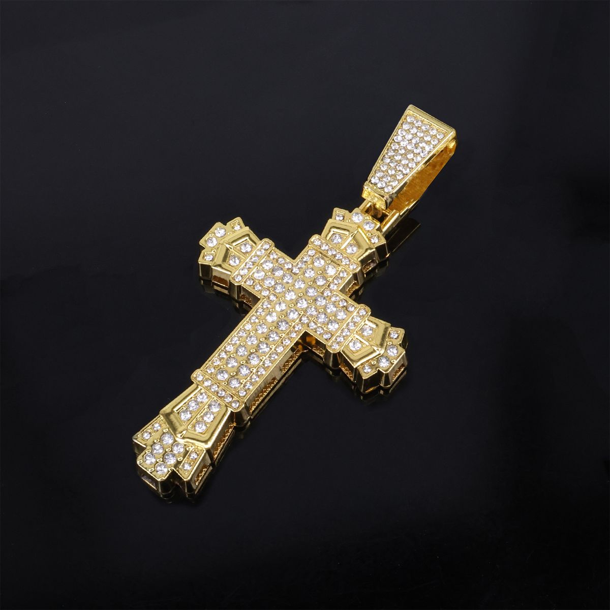 Unisex Cross Diamond Alloy Pendant Men's Personality Trend Hip Hop Cuban Chain_ipsvogv.com