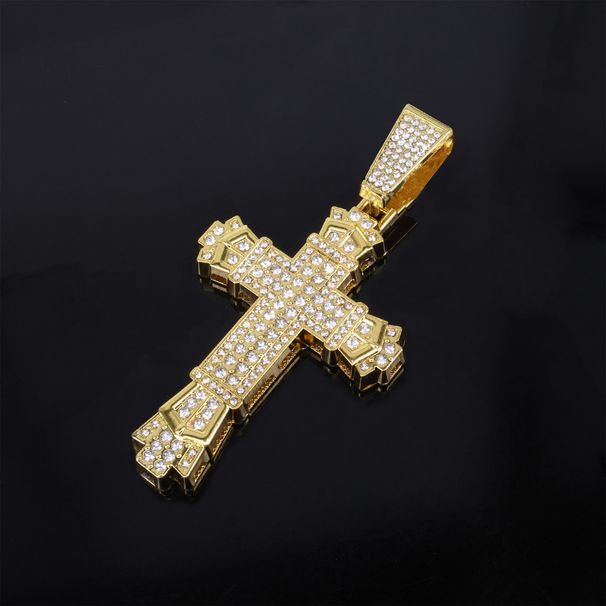 Unisex Cross Diamond Alloy Pendant Men's Personality Trend Hip Hop Cuban Chain_ipsvogv.com
