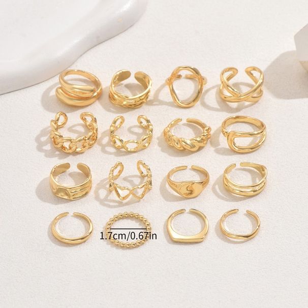 Geometric Light Luxury Style Ladies' Heart Design Open Ring Personality Niche Design Ring Set All Match_ipsvogv.com