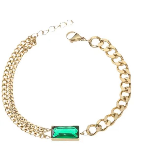 Fashion simple zircon double chain stacking necklace for women square all match light luxury fashion jewelry set_ipsvogv.com