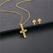 Hip Hop HIPHOP Cross Necklace Earrings Set Female Smooth Stainless Steel Popular Jewelry_ipsvogv.com