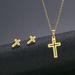 Hip Hop HIPHOP Cross Necklace Earrings Set Female Smooth Stainless Steel Popular Jewelry_ipsvogv.com