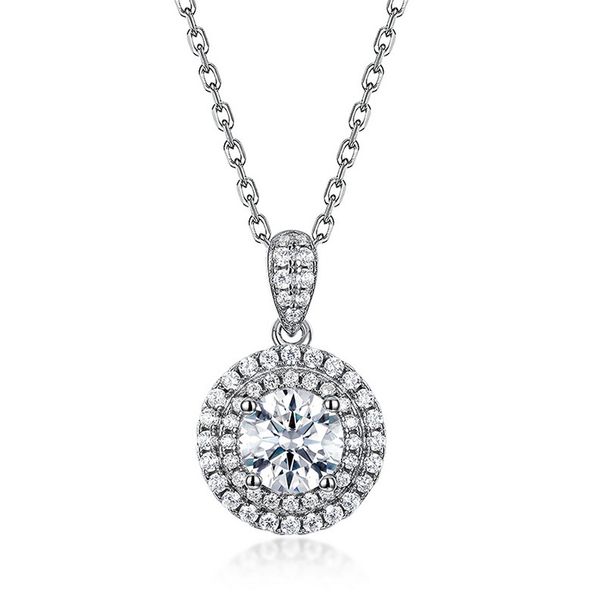 Global brilliant moissanite pendant necklace S925 silver full of shining colored gemstone pendant light luxury_ipsvogv.com