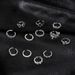 New Combination Fashionable And Personalized Flower Dot Diamond Hollow Opening 12 Piece Ring Set_ipsvogv.com