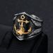Nordic Viking Ship Anchor Stainless Steel Blackened Pirate Series Men's Ring_ipsvogv.com