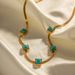 INS Wind Gold Stainless Steel 5 Square Blue Malachite Necklace Colorless Minor Jewelry_ipsvogv.com