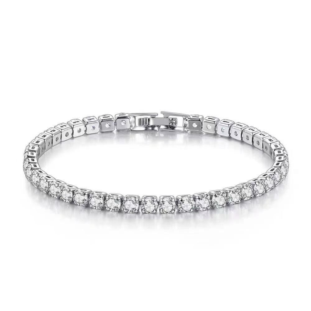 Trendy Live Streaming Fire-Colored Full Diamond 3A Zircon Bracelet For Women, Simulated Moissanite Men's Celebrity Style_ipsvogv.com