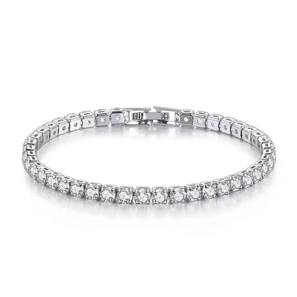 Trendy Live Streaming Fire-Colored Full Diamond 3A Zircon Bracelet For Women, Simulated Moissanite Men's Celebrity Style_ipsvogv.com