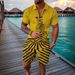Men's Fashion Casual Suit 3D Printed Zipper Short Sleeve Polo Shirt Shorts 2-Piece Set_ipsvogv.com