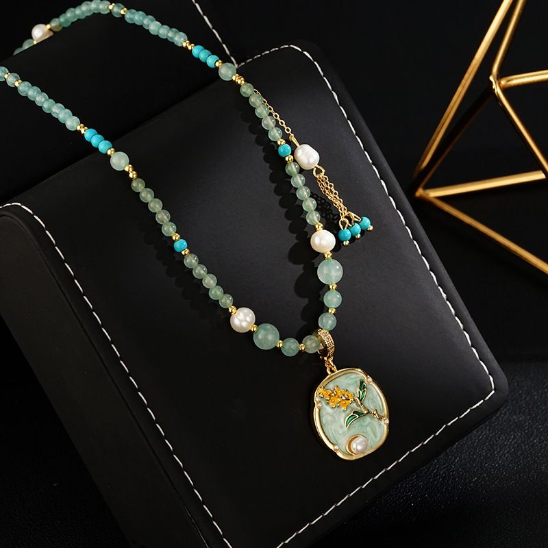 2024 New Chinese Style Drop Glazed Flower Pendant With High-end And Niche Design Necklace_ipsvogv.com