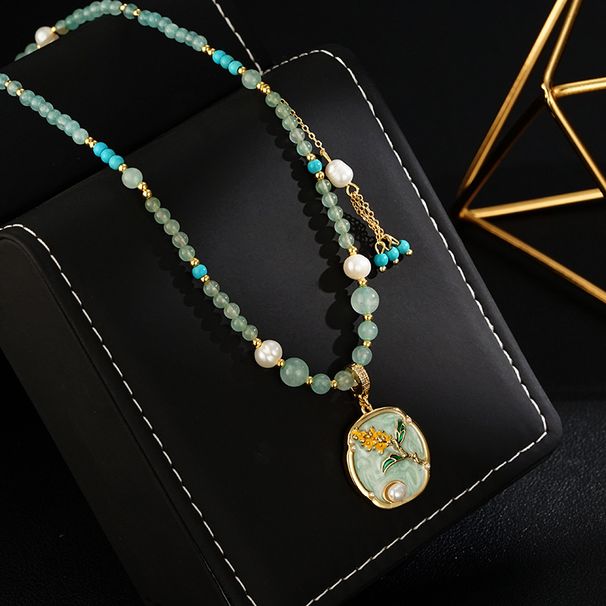 2024 New Chinese Style Drop Glazed Flower Pendant With High-end And Niche Design Necklace_ipsvogv.com