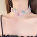 Korean Dreamy Girl Princess Style Thin Gauze Butterfly Colorful Small Crystal Chain Ribbon Choker Necklace_ipsvogv.com