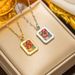 New Colored Zirconium Square Plate Pendant Necklace for Women in Bohemian Style Titanium Steel Lock Bone Chain Gold_ipsvogv.com