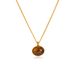 French Simple Clavicle Chain Copper Plated Maillard Tiger Eye Necklace Oval Pendant Necklace_ipsvogv.com