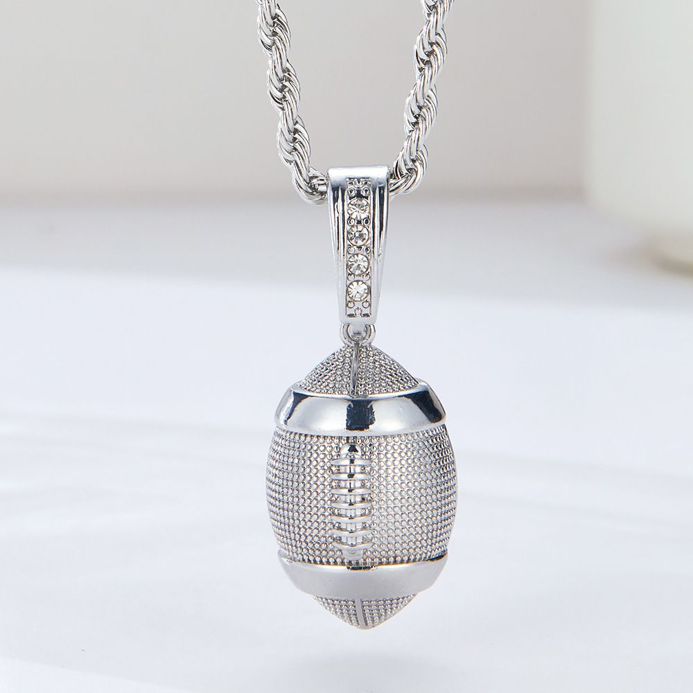 Hip hop two piece football pendant necklace sports game souvenir Cuban chain_ipsvogv.com