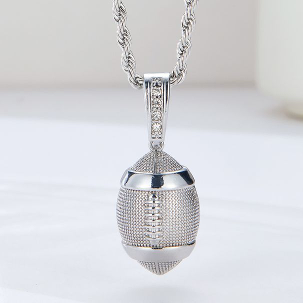 Hip hop two piece football pendant necklace sports game souvenir Cuban chain_ipsvogv.com