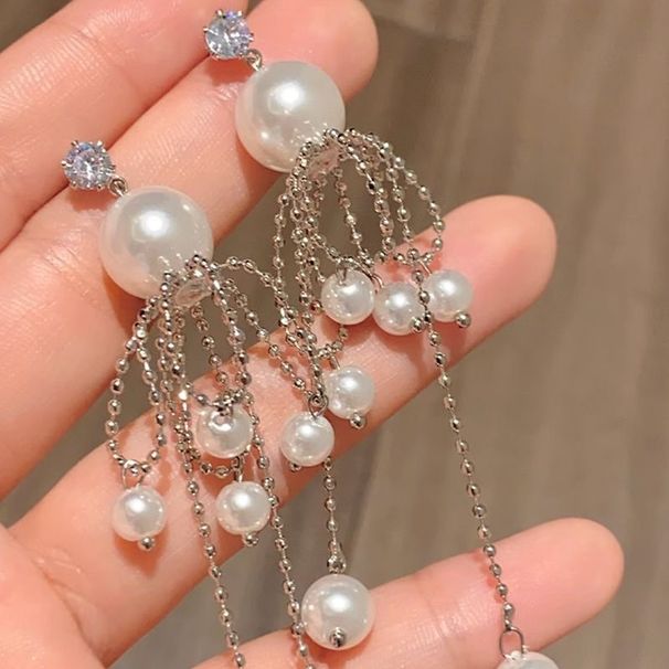 Unisex Tassel Long Pearl Earrings Ins Light Luxury Niche Design High End Exaggerated Earrings Hot Ear Jewelry_ipsvogv.com