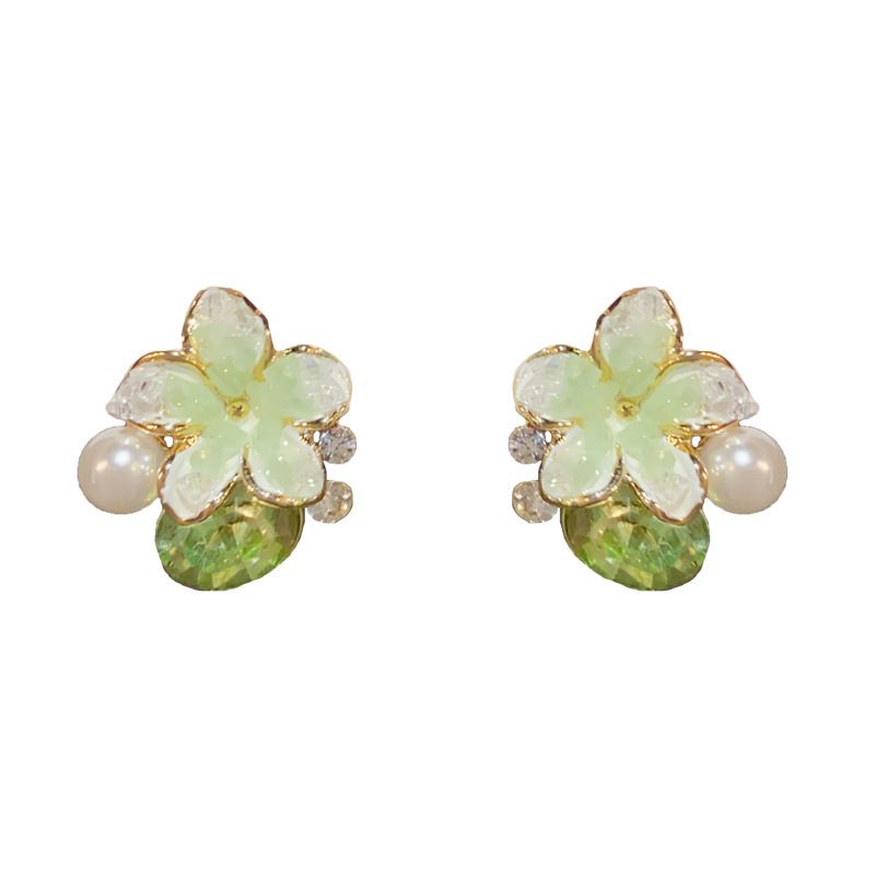 Fresh And Elegant Fashion Crystal Flower Pearl For Women, Light Luxury Sweet Versatile S Silver Needle Earrings_ipsvogv.com