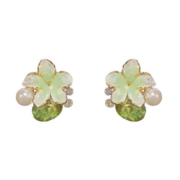 Fresh And Elegant Fashion Crystal Flower Pearl For Women, Light Luxury Sweet Versatile S Silver Needle Earrings_ipsvogv.com