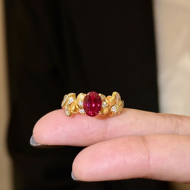 【 Hot Selling In Store 】 Mid Ancient Gilded Red Zircon Wheat Ear Leaf Brushed For Women's Light Luxury Exquisite Index_ipsvogv.com