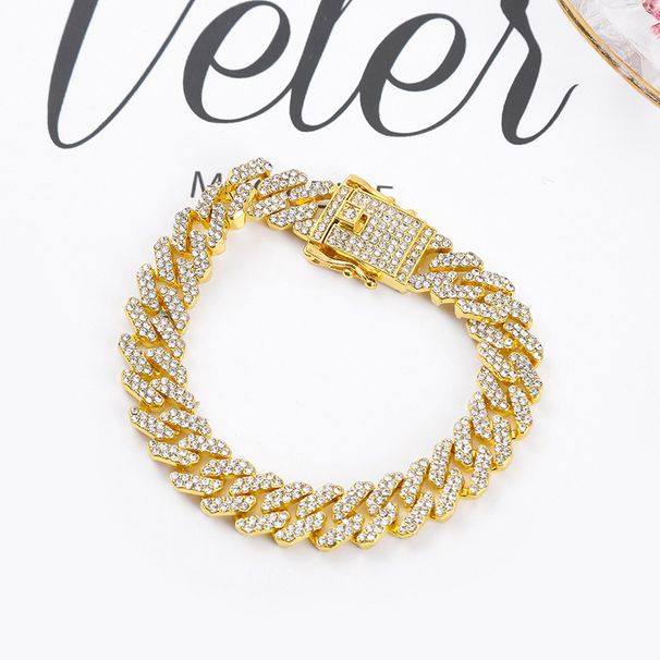 Unisex Hip Hop Cuban Chain 12mm Diamond Men's And Women's Accessories Necklace Rhinestone Buckle Necklace Hot Sale_ipsvogv.com