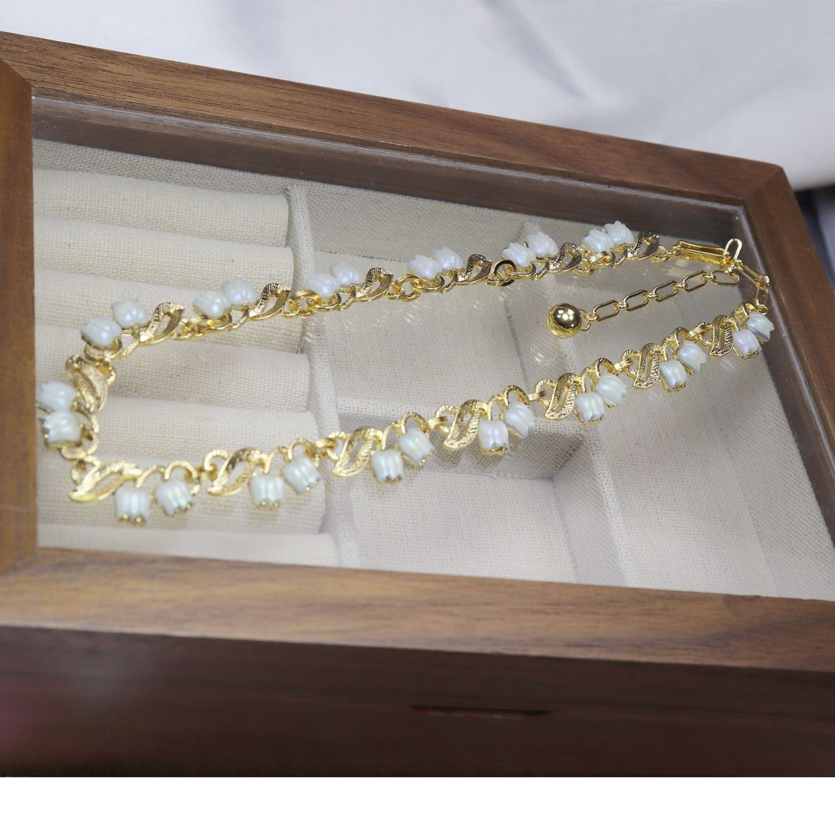 Vintage Pre-owned Cui Family Same Style Birthday Ribbon Moonlight Lily Of The Valley Necklace High-Quality Collarbone Chain Marked_ipsvogv.com