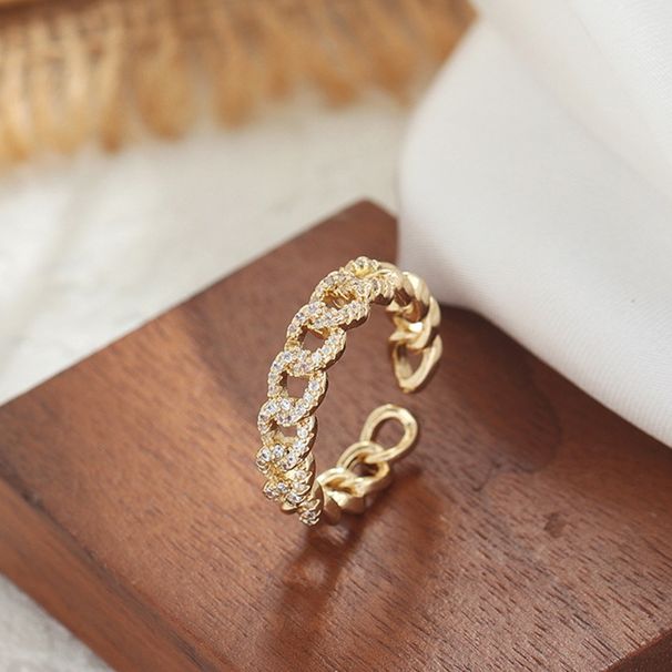 Small niche design, geometric Japanese and Korean style versatile women's winding cross inlaid zircon ring, adjustable_ipsvogv.com