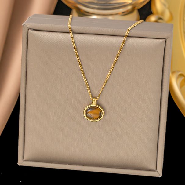 Maillard Tiger Eye Stone Necklace, Women's Titanium Steel Autumn/Winter Sweater Chain, 2023 New Light Luxury And Unique_ipsvogv.com
