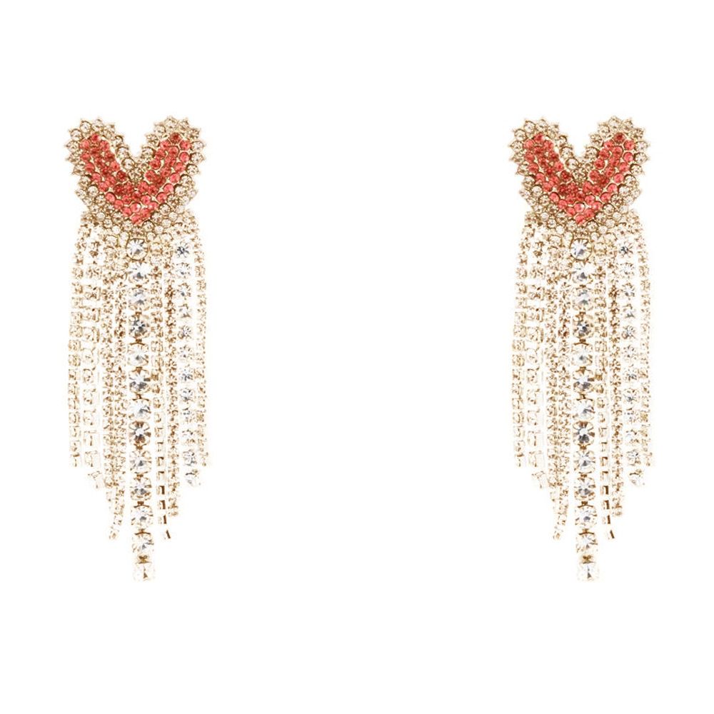 Sweet, Bitter And Spicy Sister Long Love Fringed Earrings, European And American Temperament Trend Rhinestone Earrings, Women's Jewelry Earrings_ipsvogv.com