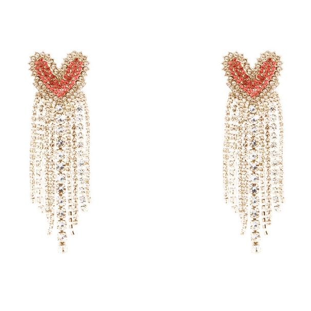 Sweet, Bitter And Spicy Sister Long Love Fringed Earrings, European And American Temperament Trend Rhinestone Earrings, Women's Jewelry Earrings_ipsvogv.com